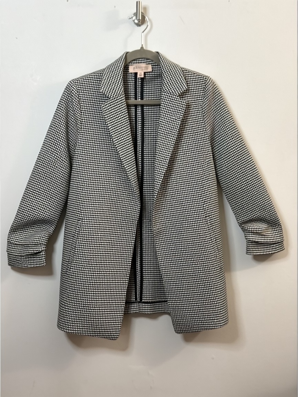Philosophy Republic Clothing Houndstooth Open Front Blazer Womens Small Black